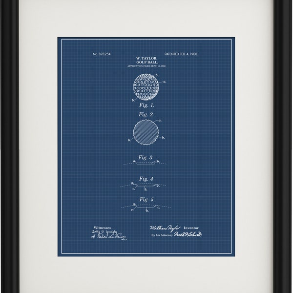 Golf Ball Patent Art Blueprint (Print)