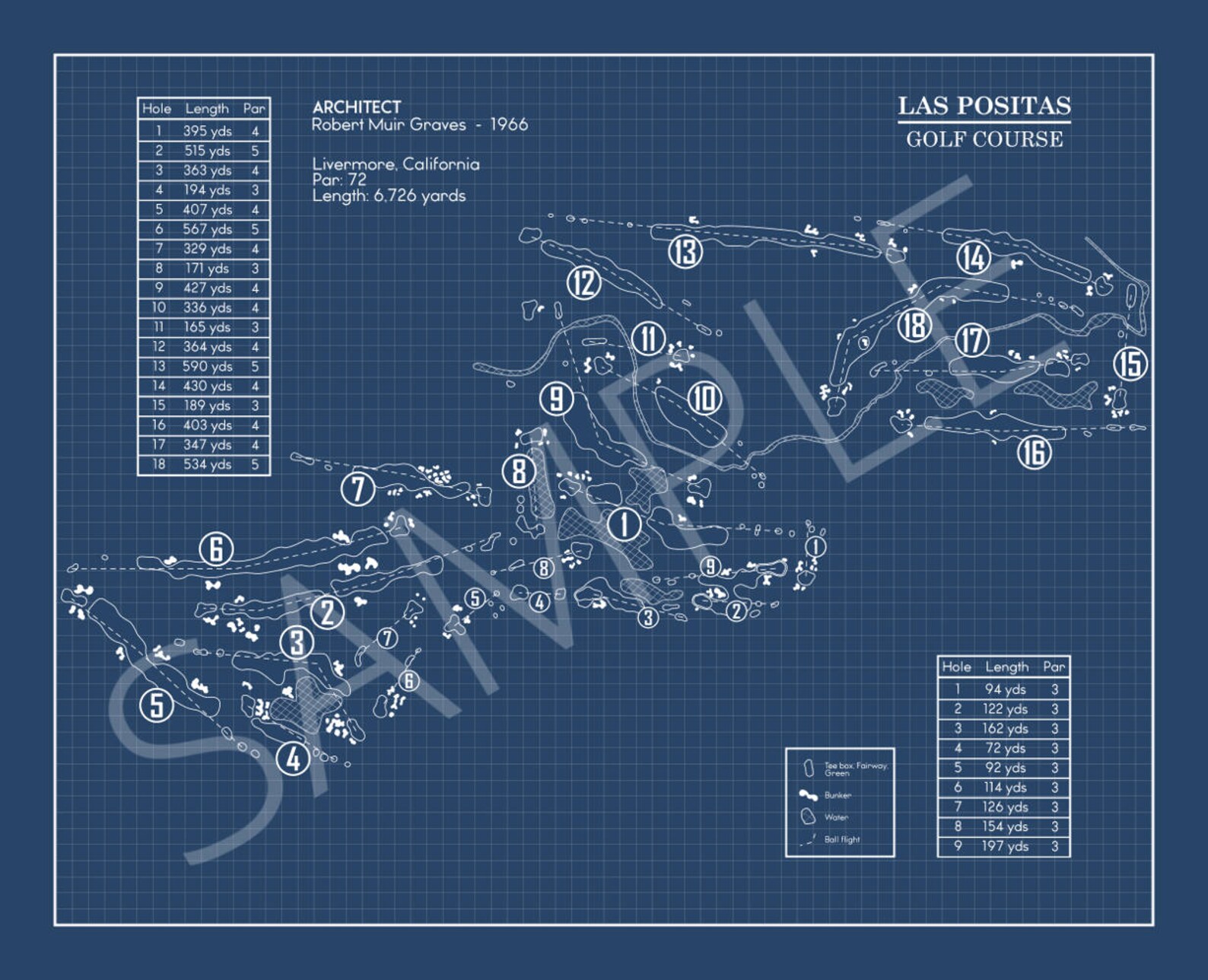 Las Positas Golf Course Blueprint print Etsy