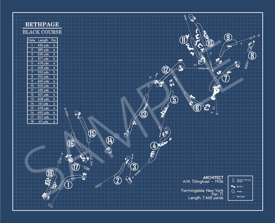 Bethpage Black Course Blueprint (print) - Etsy