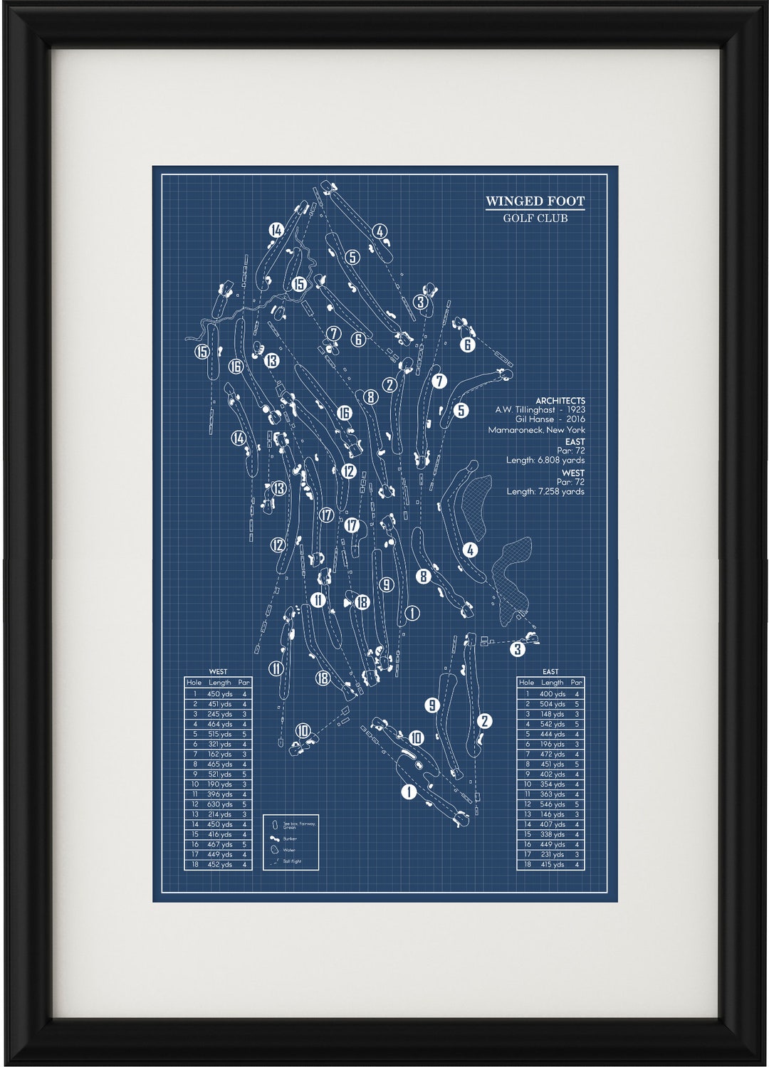 Winged Foot Course Map Winged Foot East and West Courses Blueprint (print) - Etsy