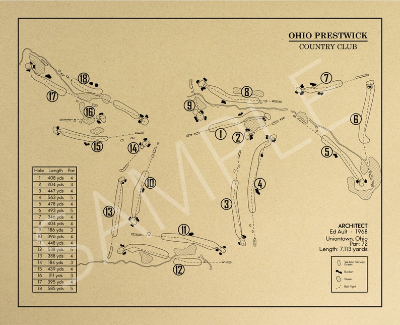 Ohio Prestwick Country Club Outline (print) - Etsy