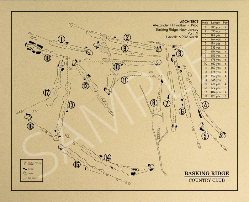 Basking Ridge Country Club Outline (print) - Etsy