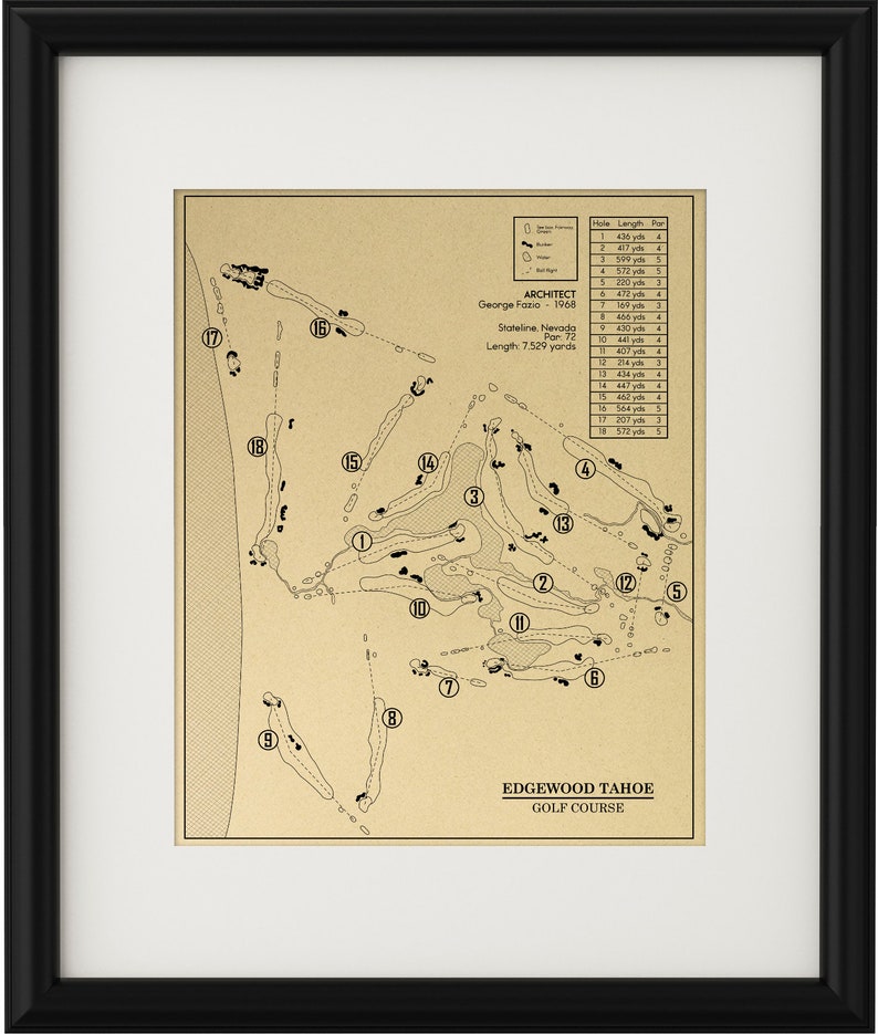 Edgewood Golf Course Map.pdf Edgewood Tahoe Golf Course Outline (print) - Etsy