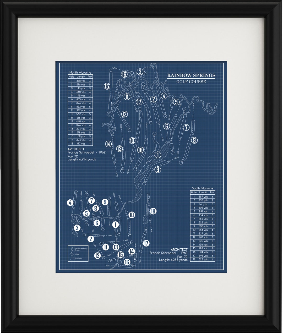 Rainbow Springs Golf Course Blueprint Print Etsy