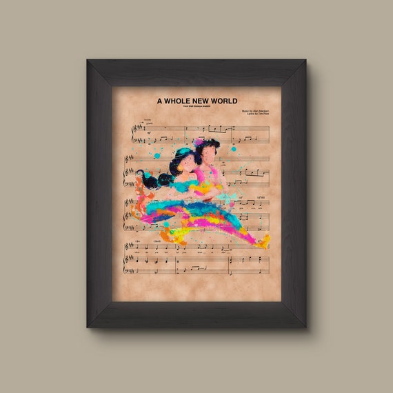 Aladdin and Jasmine Magic Carpet Ride Watercolor A Whole New World