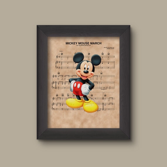 Mickey Mouse, Mickey Mouse March Sheet Music Art Print, Disney