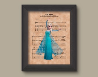 Disney Frozen, Elsa Let It Go Sheet Music Art Print, Frozen Elsa, Frozen Art