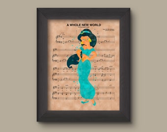 Aladdin, Jasmine A Whole New World Sheet Music Art Print - Etsy