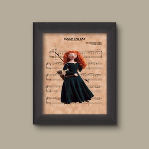 Disney Brave, Merida Sheet Music Art Print, Merida Gift, Merida Art, Touch The Sky Sheet Music Art Print