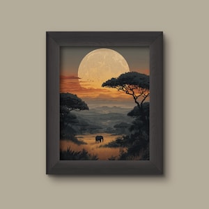 Moonrise Over the Savanna Art Print