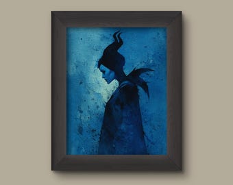 Disney Sleeping Beauty Maleficent Watercolor Art Print, Sleeping Beauty Gift, Maleficent Art