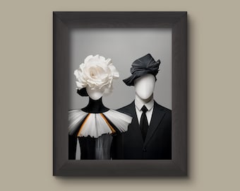 Modern Couture Couple Art Print – High-Fashion Editorial Illustration