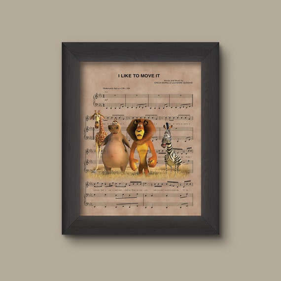 Madagascar, I Like to Move It Sheet Music Art Print, Wall Decor - Etsy