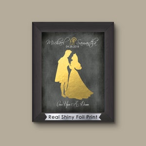 Disney Sleeping Beauty Princess Aurora Prince Phillip Wedding Gift, Wedding Gift, Anniversary Gift For Her, Princess Aurora Foil Print