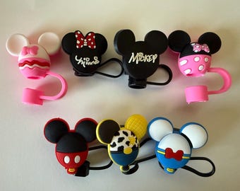Mickey and Friends Characters Straw Topper Straw Cover Beverage Protector for Stanley