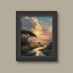 African Savanna Sunset Art Print