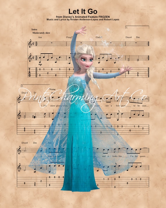 presentación Pelearse Gorrión Disney Frozen Elsa Let It Go Sheet Music Art Print Frozen - Etsy España