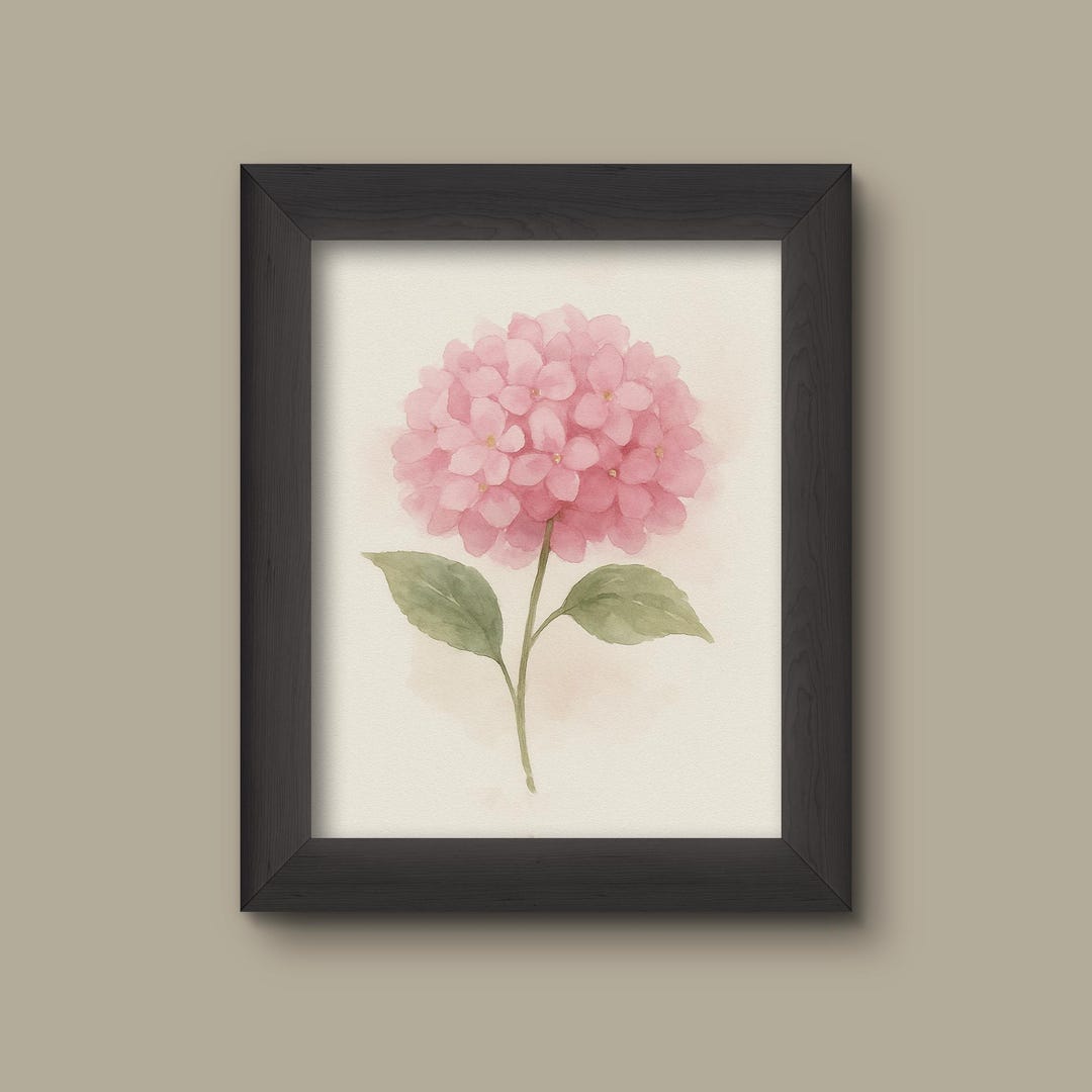 Pink Watercolor Hydrangea Art Print | Floral Wall Decor | Botanical ...
