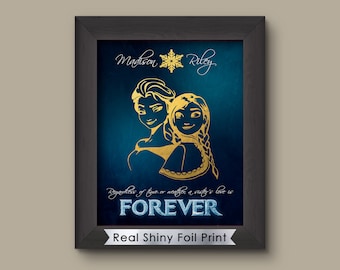 FOREVER Frozen Elsa Anna Print, Disney wall decor Art, Sisters, Art Print, Frozen Wall decor, Disney Valentine boyfriend gift husband gift