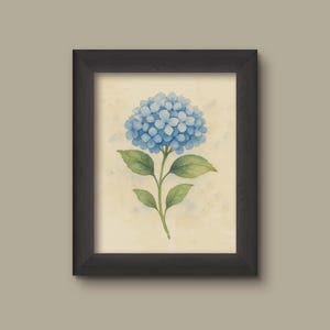 Blue Watercolor Hydrangea Art Print | Floral Wall Decor | Botanical Flower Painting
