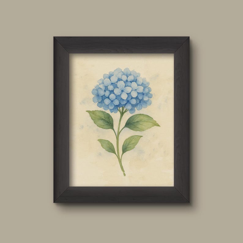 Blue Watercolor Hydrangea Art Print | Floral Wall Decor | Botanical ...