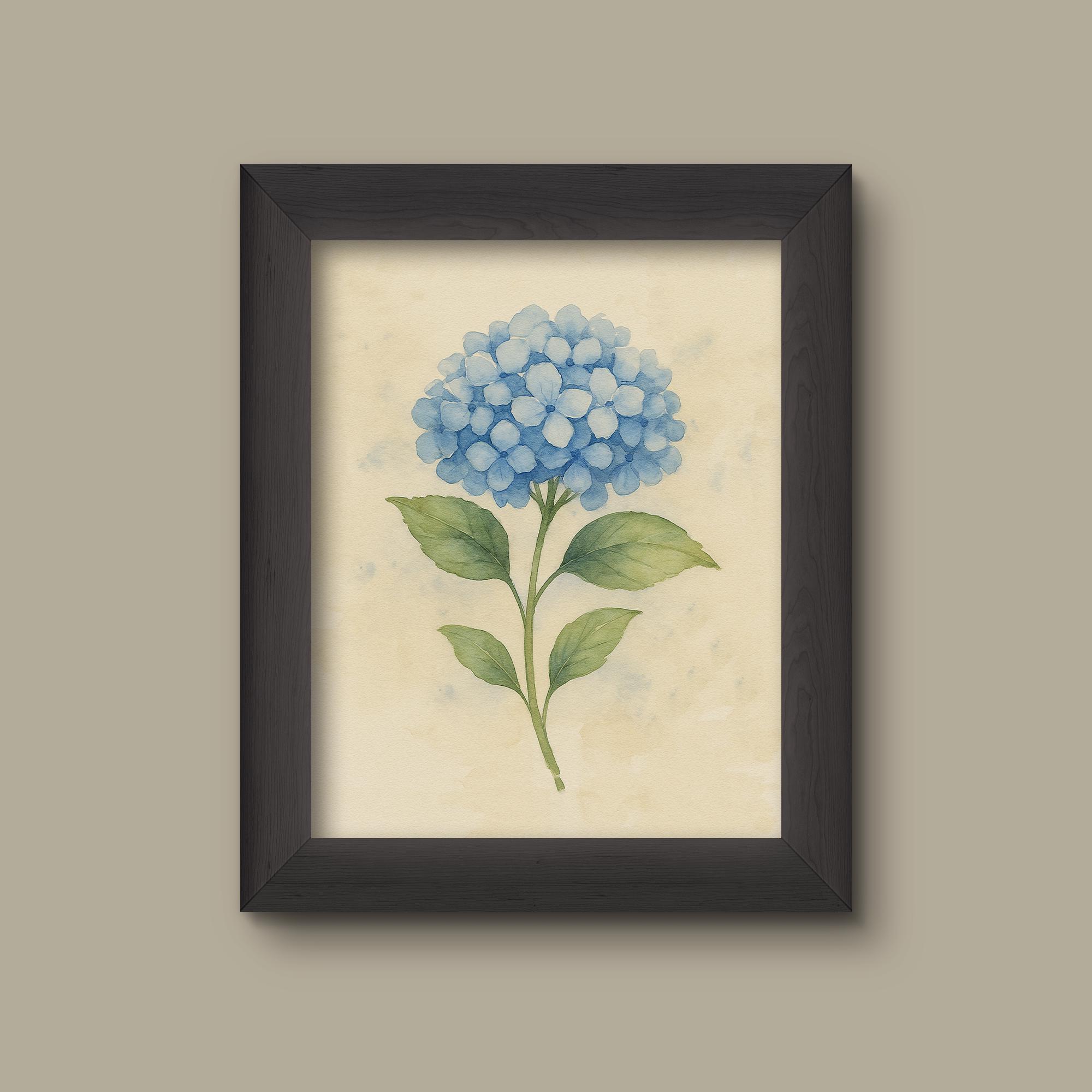 Blue Watercolor Hydrangea Art Print | Floral Wall Decor | Botanical ...