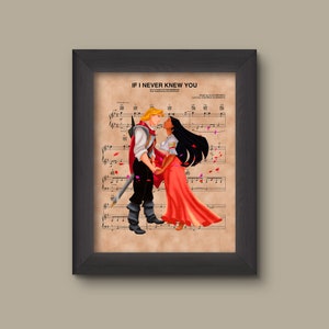Pocahontas, John Smith If I Never Knew You Sheet Music Art Print