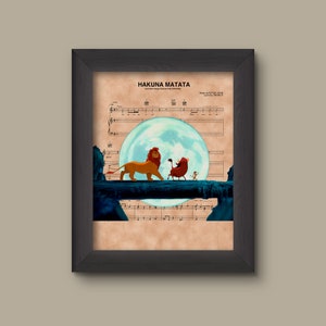 Lion King Simba Timon and Pumba Hakuna Matata Sheet Music Art Print