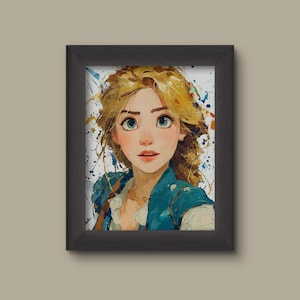 Rapunzel Watercolor Portrait | Tangled Inspired Art Print | Disney Princess Wall Decor