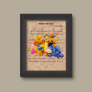 Winnie the Pooh and Friends, Disney Wedding Gift, Disney Anniversary Gift For Her, Winnie Tigger, Wall Decor, Sheet Music Art Print