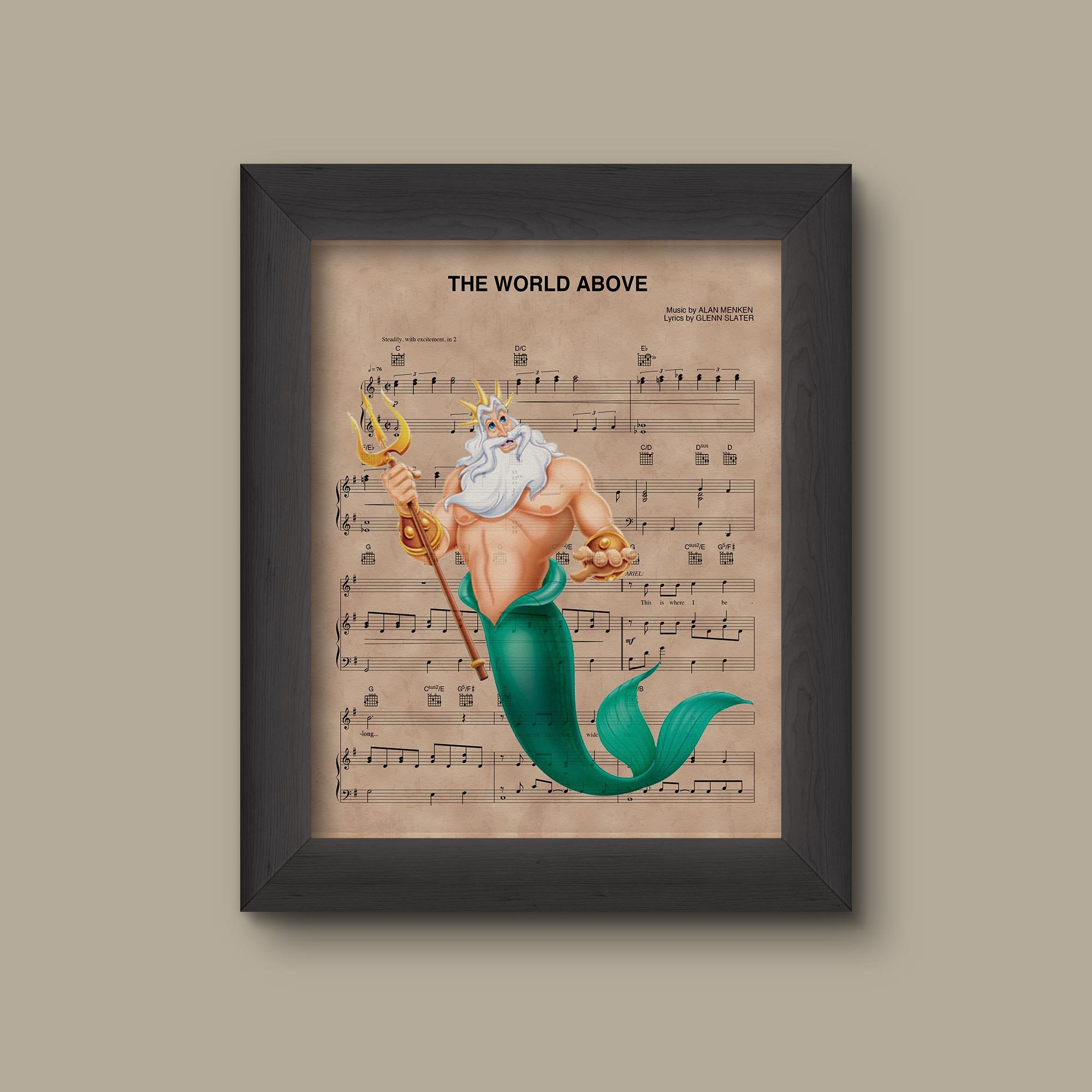 アート・デザイン・音楽 The Little Mermaid/The SketchbookSeries Disney Little Mermaid, King Triton Sheet Music Art Print, Little