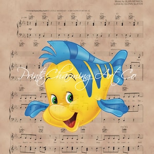 Disney Little Mermaid, Flounder She's in Love Sheet Music Art Print - Etsy