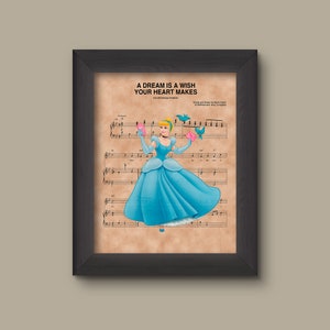 Cinderella, A Dream Is A Wish Your Heart Makes Sheet Music Art Print