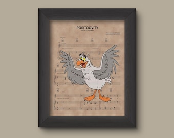 Disney Little Mermaid, Scuttle Positoovity Sheet Music Art Print