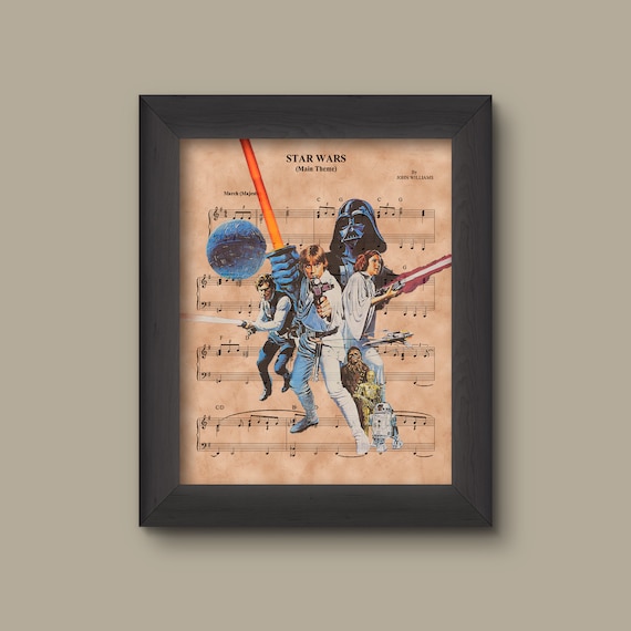 Disney Star Wars Sheet Music Art Print, Original Trilogy Print