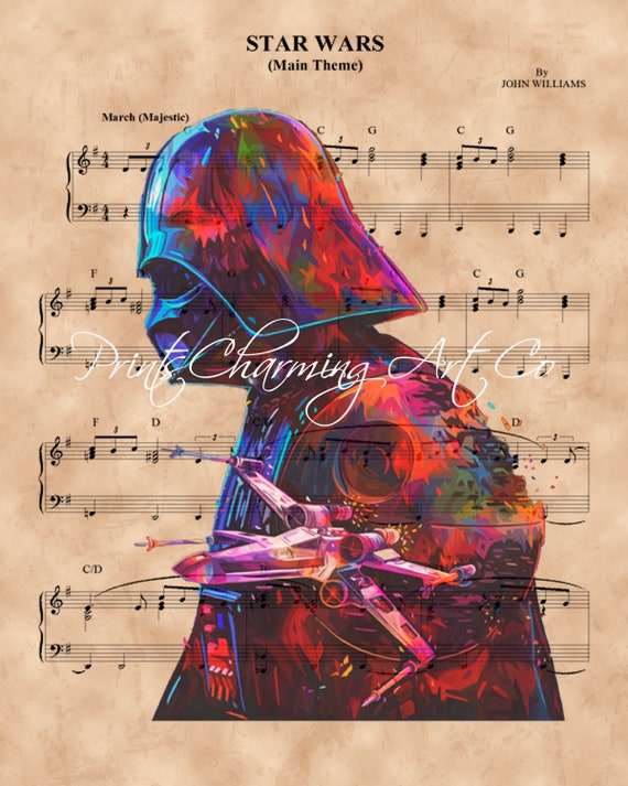 Disney Star Wars Theme Sheet Music Art Print, Darth Vader