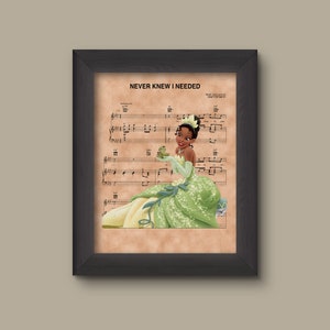 Princess and the Frog Tiana Never Knew I Needed Sheet Music Art Print