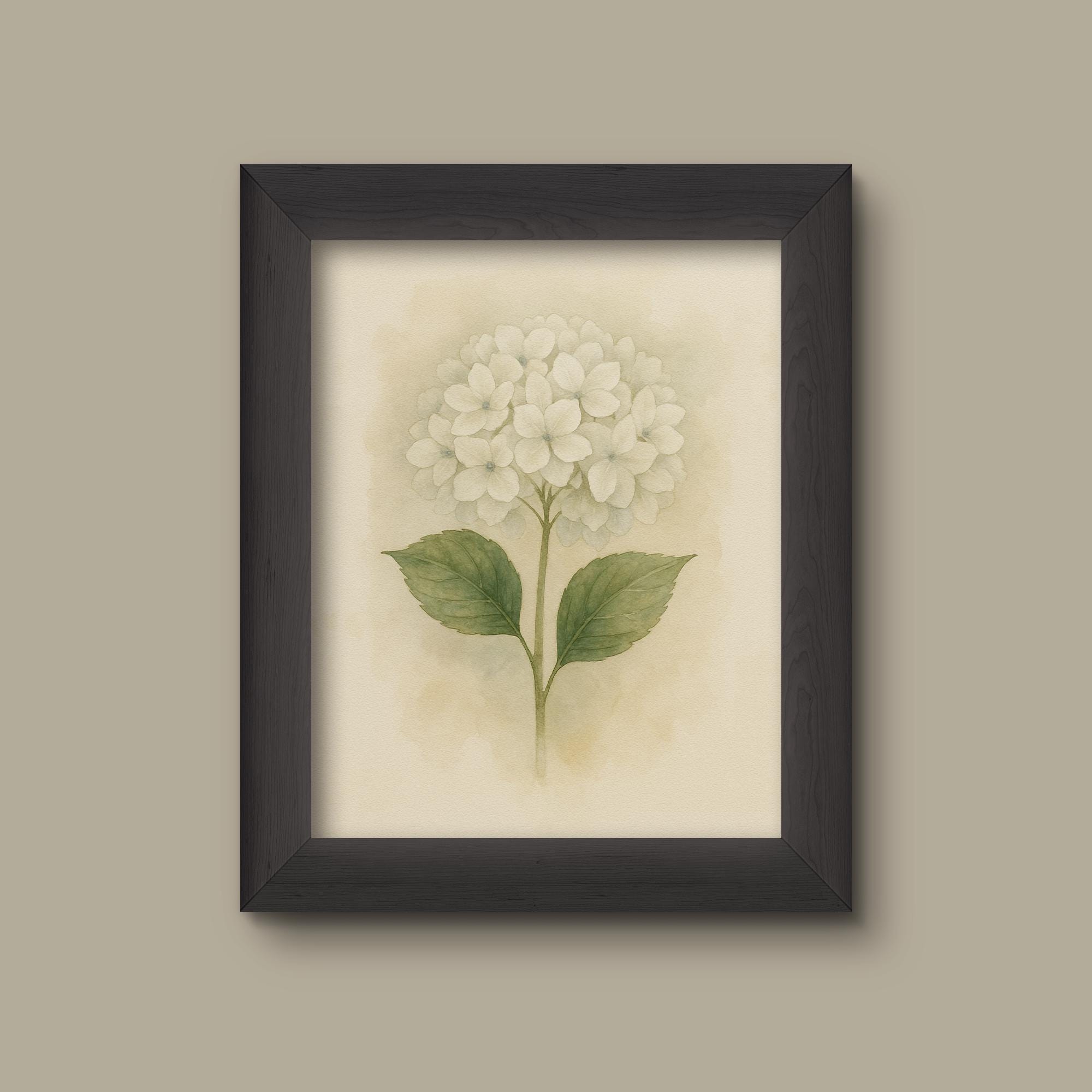 White Watercolor Hydrangea Art Print | Floral Wall Decor | Botanical ...