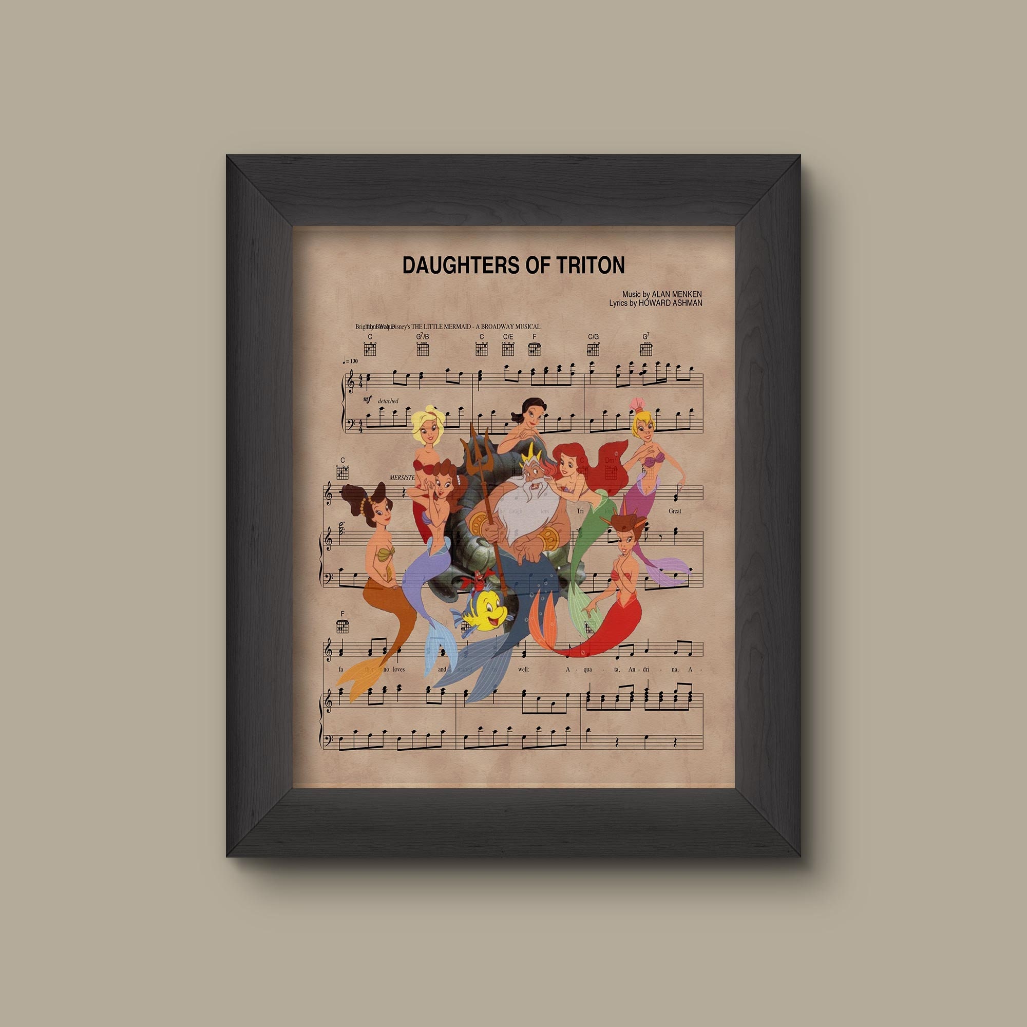 Disney Little Mermaid, Daughter of Triton Sheet Music Art Print - Etsy