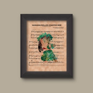 Lilo and Stitch Watercolor Hawaiian Roller Coaster Ride Sheet Music Art Print