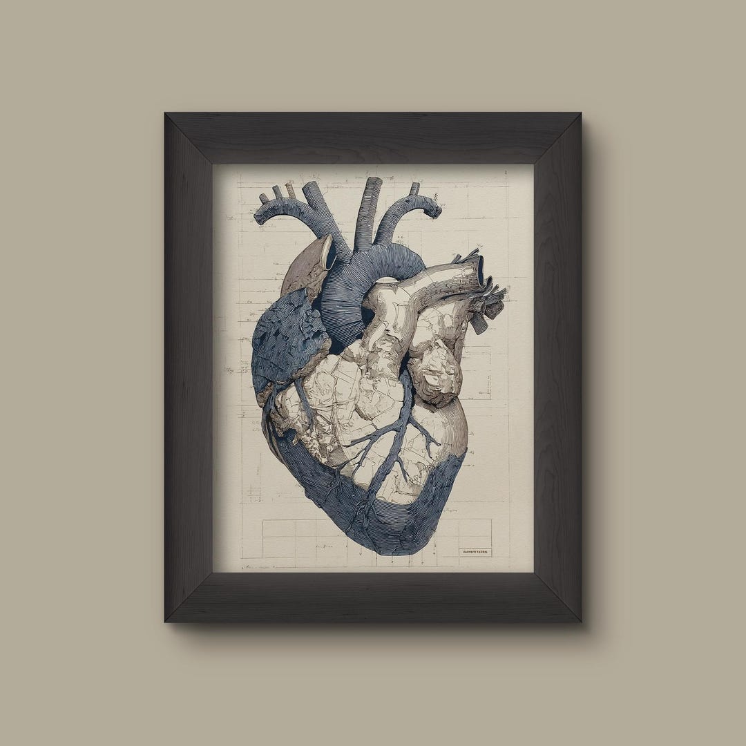Anatomical Heart Art Print | Vintage Medical Illustration Wall Decor - Etsy