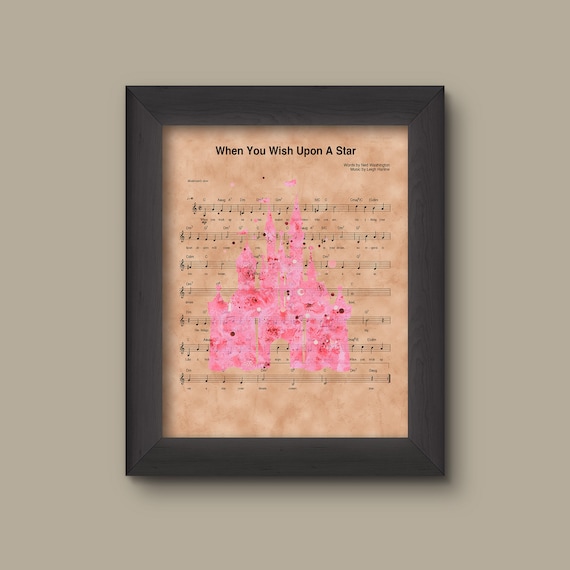 Disney Castle Watercolor When You Wish Upon A Star Sheet Music Etsy Disney Castle Watercolor When You Wish Upon A Star Sheet Music Etsy