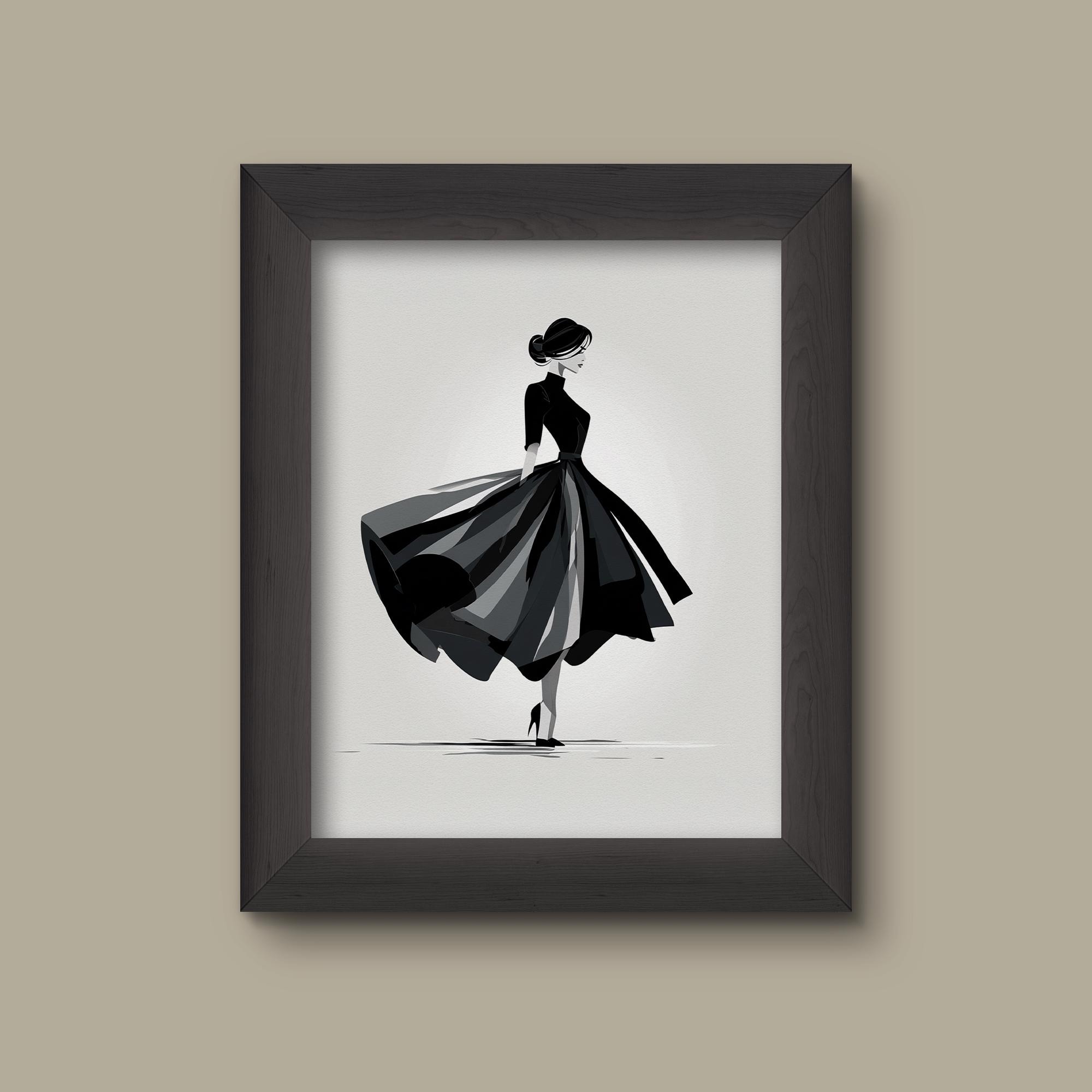 Minimalist Fashion Illustration Art Print – Elegant Woman in Black ...