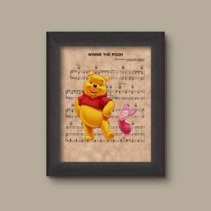 Winnie the Pooh and Piglet, Disney Wedding Gift, Disney Anniversary Gift For Her, Winnie Tigger, Wall Decor, Sheet Music Art Print