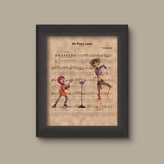 Coco Miguel And Hector Un Poco Loco Sheet Music Art Print Etsy