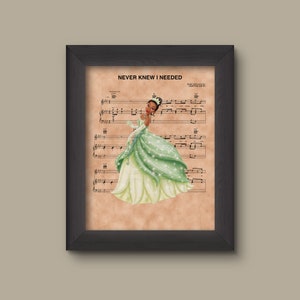 Princess and the Frog Tiana Never Knew I Needed Sheet Music Art Print