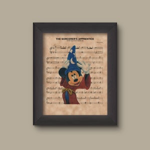 Mickey Mouse, Fantasia, The Sorcerer's Apprentice Sheet Music Art Print