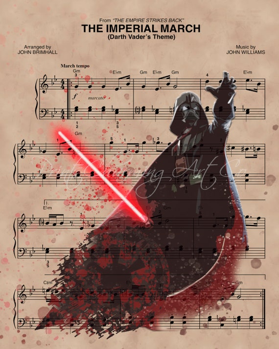 Disney Star Wars Theme Sheet Music Art Print, Darth Vader