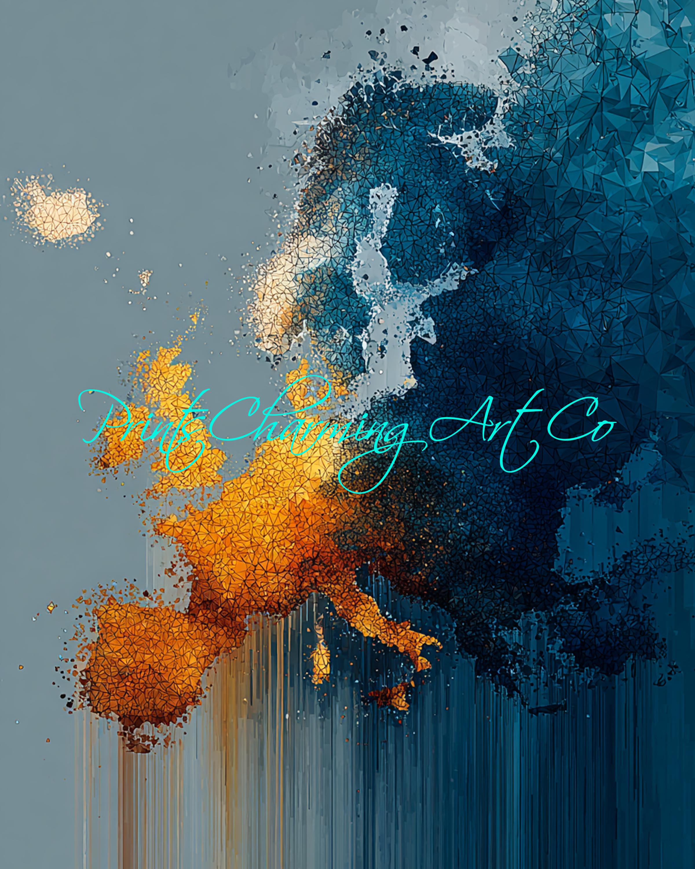 Abstract Europe Map Wall Art – Vibrant Polygonal European Continent ...