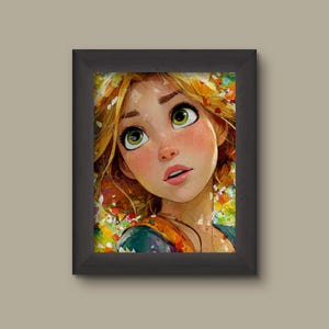 Rapunzel Close-Up Watercolor Portrait | Tangled Inspired Art Print | Disney Princess Fan Decor
